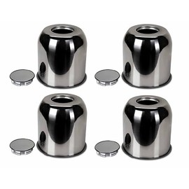 LIBRA Trailer Wheel Center Caps 4.25" Stainless Steel Push Through Easy Lub Style, Set 4