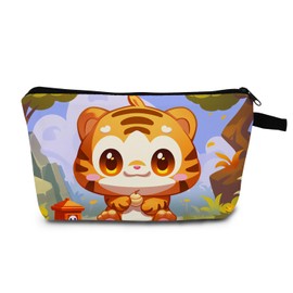MoCaliduccious Cartoon Tiger Makeup Bag for Women Travel Cosmetic Organizer Bag Teacher Appreciation Gifts Small Zipper Toiletry Bag