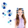 2 Pack Flower Hair Clips for Girls, Blue Hair Bows