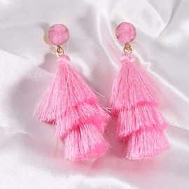 Earrings for Women Teen Girl Gifts Layered Tassel Earrings Jewelry for Women Bohemian Tiered Tassel Dangle Earrings Colorful Stud Drop Earrings for Women Girls Jewelry Gifts for Christmas Valentine Day Gifts for Teen Girls Teenage Girl Gifts