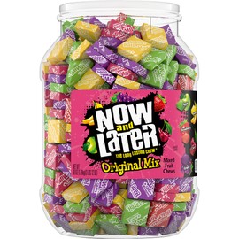 Now and Later Original Mix, Individually Wrapped Mixed Fruit Chew Candy, 60 Ounce Jar