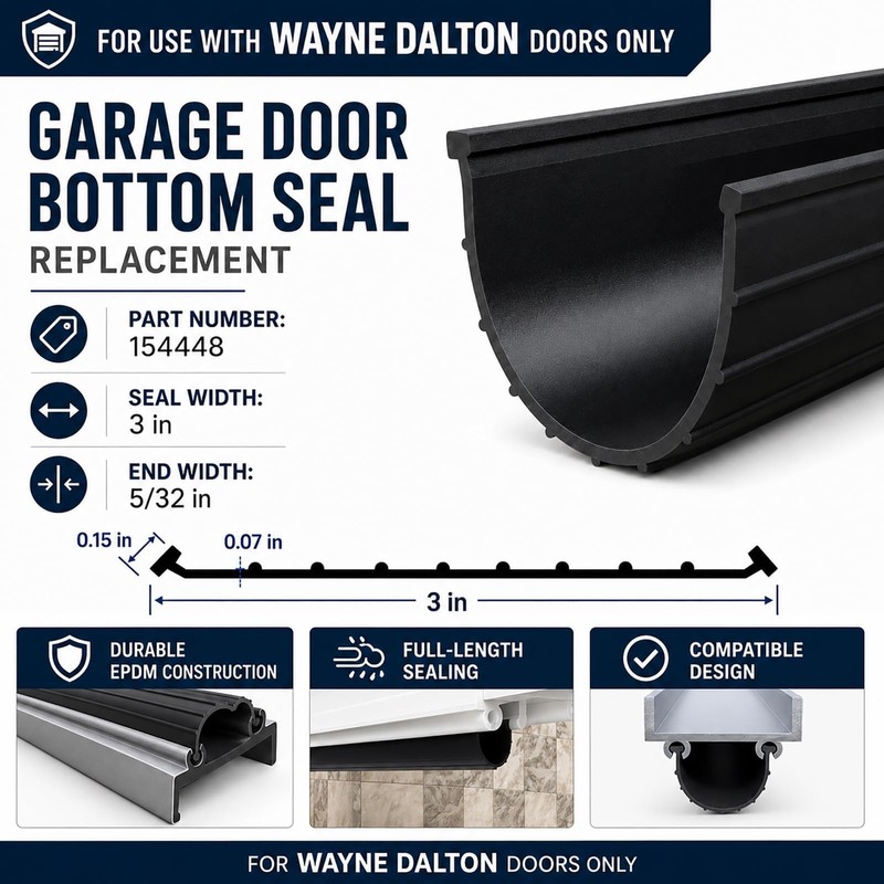 Garage Door Bottom Seal for Wayne Dalton 154448, 3-1/4" Wide,