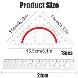 Fc'Noqgn 3 Triangular Protractors 1 Ruler Set, Ruler Set Square Set