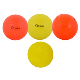 Kosma Set of 4 Windball Cricket Ball | Indoor & Outdoor Soft Training Cricket Ball for Coaching Practic (2Pc Each of Orange & Yellow)