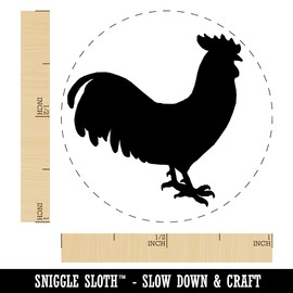 Rooster Chicken Standing Solid Self-Inking Rubber Stamp Ink Stamper for Stamping Crafting Planners - 1 Inch Medium - Black Ink