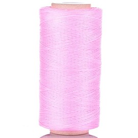 Selric [32 Colors Available] 150D 0.8mm 284Yards Flat Waxed Thread Hand Stitching Cord Leather Craft Tool Leather Stitching Sewing (Pink)