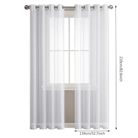 Outdoor Curtain, Transparent Outdoor Curtains with Eyelets, Set of 2, H 210 x W 134 cm, Curtains, Privacy Screen, Balcony Curtains, Sun Protection, Outdoor Curtain for Gazebo, Living Room, Patio