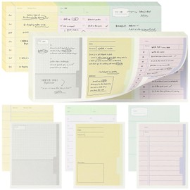 Koqye 3 in 1 Note Pads, Tear-Apart Memo Pad - 3-Segment Design, 6 Pack Memo Pads for Office, Home, School, Meeting, 80 Sheets/pad (Style 1-2 Pack)