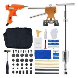 61 PCS Paintless Dent Removal Kit Golden Lifter Slide Hammer T Bar Glue Gun Auto Body Hail Damage Repair ToolDefault: Default