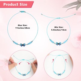 PHOGARY Pack of 12 Butterfly Bracelets, Friendship Bracelets, Woven Adjustable Bracelet, Butterfly Crystal Bead Bracelet for Women, Girls, Fairy, Butterfly, Birthday Party Favours, High-quality alloy,