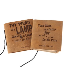 TUZECH Handmade Leather Bound Printed Mini Leather Journal Notebook Blank Unlined Small Pocket Tiny Journal For Office||Artist|| Architect|| Personal Notes Set Of 2 (The Lamp)