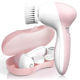 TOUCHBeauty TB-0525AP Facial Cleansing Brush, Face Brush with 3 Exfoliating Brush Attachments and 2 Speeds, Complete Face Spa System for Gentle Exfoliation and Deep Cleansing (Pink)