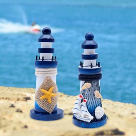 JLNGTHONG 2pcs Lighthouse Ornaments Mediterranean Style Resin Crafts Model for Home Bathroom Wedding Office Garden Decorations