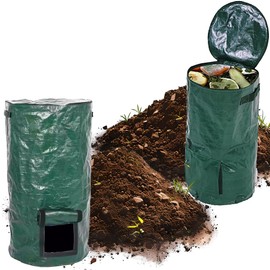 TAROTKIN 2 Pcs Collapsible Garden Compost Bin, Yard Waste Container Bags, Countertop Compost Tumbler Bin with Lid Kitchen and Outdoor, Outdoor Composting & Yard Waste Bins