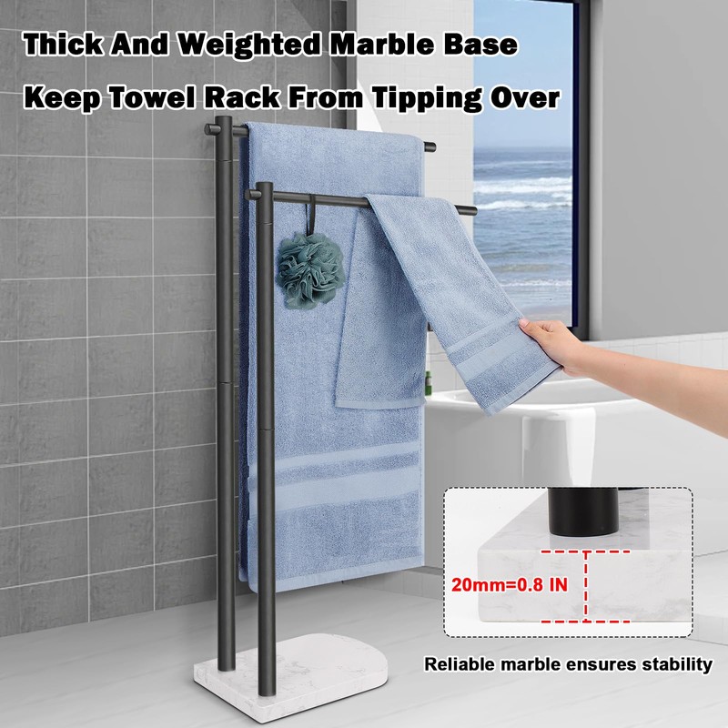 Livabber Standing Towel Rack, 304 Stainless Steel 2-Tier Towel Holder
