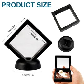 Pack of 6 3D Floating Frame, Transparent Coin Frame, Jewellery Display, Black, Floating Display Case with Base, Coin Stand, Holder Floating Frame Display Holder for Necklace, Jewellery, Bracelet,