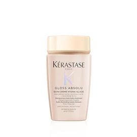Kérastase Gloss Absolu Bain Crème Hydra-Glaze, Shampoo for Shiny, Thick and Curly Hair, Anti-Frizz Hair Care with Hyaluronic Acid and Glycolic Acid, Volume and Moisture Shampoo, Sulphate-Free, 80 ml