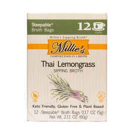 Millie’s Sipping Broth - Vegetable Broth -Natural-Gluten Free-Keto Friendly Thai Lemongrass 12 Count Box