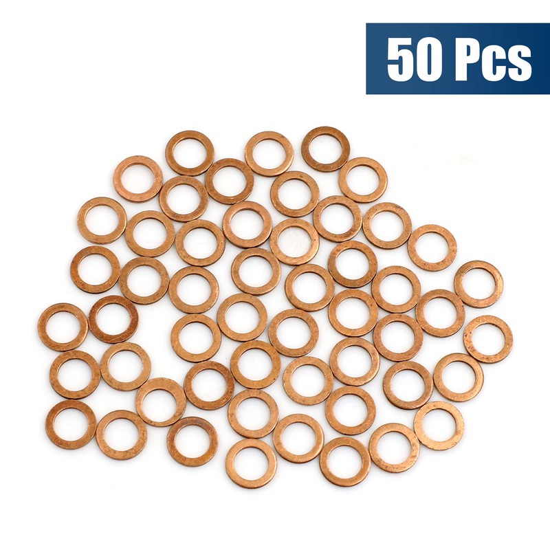 sourcing map Pack of 50 Copper Washers Copper Seal Flat