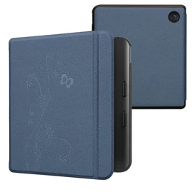 kwmobile Flip Case Compatible with Kobo Kobo Libra Colour/Tolino Vision Colour Case - eReader Case - Tendril Butterfly Dark Blue