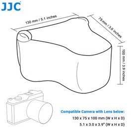 JJC Neoprene Camera Case for Leica Q3, Q2, Q, EOS R7 R10 with RF-S 18-45 mm f/4.5-6.3 is STM or RF-S 10-18 mm F4.5-6.3 is STM Lens, Cameras up to 130 x 75 x 100 mm (Black), black, Camera case