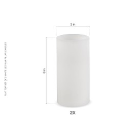 Mikasa Real Wax Flameless LED Battery Operated Candle, Set of 2 3x6 Inch, White, Flat Top