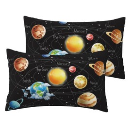 VIREOTHIA Solar System Lumbar Pillow Covers 12x20 Set of 2 Planets Stars and Milky Way Decorative Throw Pillow Cover Galaxy Space Rectangle Pillowcases Cushion Covers for Couch Bed Sofa Decor