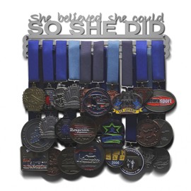 Allied Medal Hangers - She Believed She Could So She Did: Awards Display Rack Holder - Multiple Size Options Available (12" Wide with 3 Hang Bars)