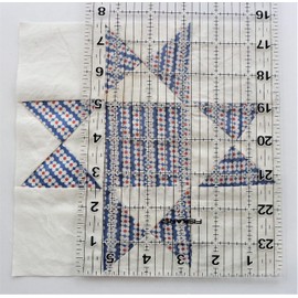 Vintage 8" Blue Print Cream White 100% Cotton Ohio Star Quilt Block