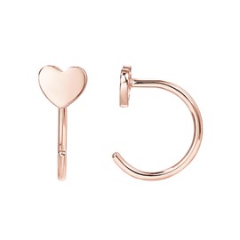 PAVOI 14K Gold Plated 925 Sterling Silver Huggie Half Hoop Earrings | Hypoallergenic Minimalist Tiny Cartilage Earring (Heart, Rose Gold)