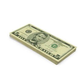 Scratch Cash Dollar Old Style - 100 x $5 Dollars (Real Size), Money to Play, Props Money