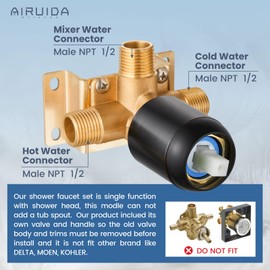 Airuida Shower Faucet Set Bathroom Rain Shower System 8 Inch Square Showerhead Single Function 1 Handle Trim Kit Cover Plate without H and C Labels with Male Thread Rough-in Valve Oil Rubbed Bronze