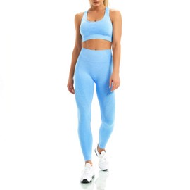 WodoWei Women 2 Piece Workout Outfits Sports Bra Seamless Leggings Yoga Gym Activewear Set (YO611-navy Blue-M)