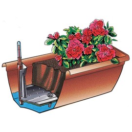 Aqua Toscana Plastic Flower Box with Watering System and Water Level Indicator, charcoal
