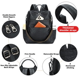 AGLOD Vegan Leather Laptop Backpack for Women 15.6 Inch Work Backpack Purse for Travel College