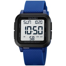 Gosasa Large Face LED Digital Watch Date Time 3Bar Waterproof Wristwatch Men Women Sports Watches … (H Blue)
