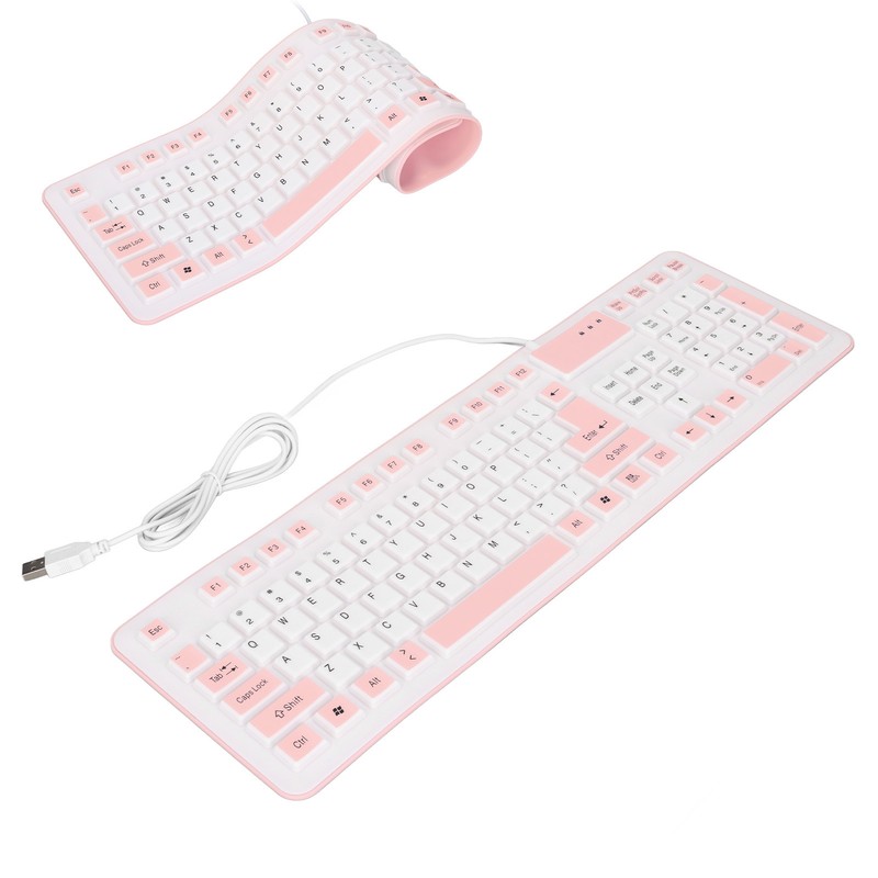 Foldable Silicone Keyboard 106 Keys Waterproof Dustproof Foldable USB Wired
