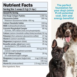 ANDREW LESSMAN Lincoln’s Own Joint Benefits + UC-II for Dogs. 60 Servings. Advanced Glucosamine, Chondroitin, Free-Range and UC-II Collagen Peptide Powder for Dogs. No Additives of Any Kind.