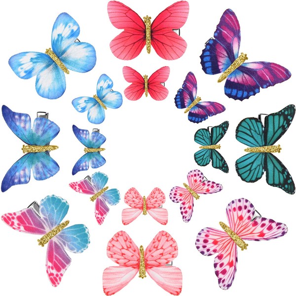 Gejoy 16 Pieces Butterfly Clips Baby Hair Clips Butterfly Glitter Barrette for Women Girl and Infant (Assorted Style)