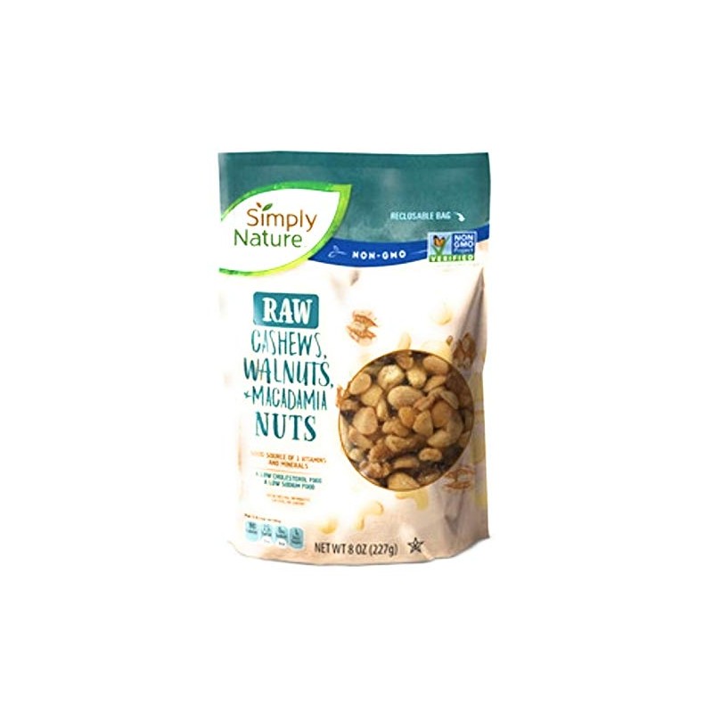 Simply Nature Raw Cashews Walnuts and Macadamia Nut Mix Non-GMO