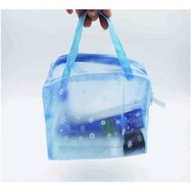 Opaque PVC Floral Pool Bag (Blue) Inner Bag Travel Inner Bag Toiletry Bag Bath Bag / 불투명 PVC 꽃무늬 수영장가방 (블루) 이너백 여행용이너백 세면도구가방 목욕가방