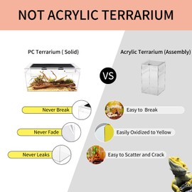 Reptile PC Terrarium set, 6.6 Gallon Reptile Tank 20" x 10"x 8",for Insect，Fish，Tarantula，Hermit Crab，Jumping Spider，Iguana，Tortoise，Leopard Gecko，Frog，Bearded Dragon