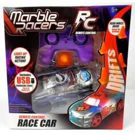 Marble Racers R/C Remote Control Light Up Rechargable Rear Wheel Drive Race Car with Easy-Turn Technology for Any Hard Surface, Purple