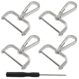 Litoexpe 4 Pack Detachable Snap Hook Swivel Clasp with 1.5 Inch Screw Bar, Silver Heavy Duty Swivel Lobster Claw Clasps, with Cross Screwdriver