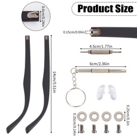 NICENEEDED 1 Pair of Glasses Temples Replacement Glasses Repair Kit with Screws Black Replacement Accessories for Glasses Temple and Legs