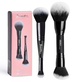 Bueart Design Brocha Doble M4 Para Polvos En Crema Y Corrector Complexion Duo Foundation Para Base Polvos Fijadores Rubor Bronceador Y Corrector Negro