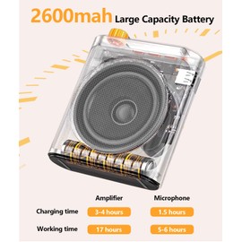 Wireless Lavalier Speaker, Wireless Bluetooth PA System with 2 Microphones, Portable Voice Amplifier for Teachers/Coaches/Events - Rechargeable Bluetooth Speaker with USB Mode, Clear Sound