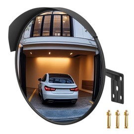 Traffic Convex Mirror 30cm Wide Angle Safety Mirror with Brim for Driveway Garage Courtyard, with Adjustable Wall Fixing Bracket.