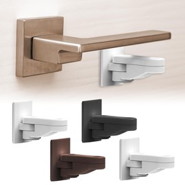 Heart of Tafiti 4 Pack Childproof Door Lever Lock, Door Handle Lock Baby Proofing, Compact Minimalist Design, Strong Adhesive-Easy to Install, No Tools Need or Drill, 2 White, 1 Black, 1 Brown