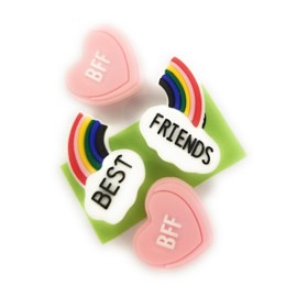 WorkedLikeACharm 4pcs BFF Best Friends Forever Shoe Charms for 2 for Clog Shoes Decoration Gift, Waterproof PVC, No Gemstone